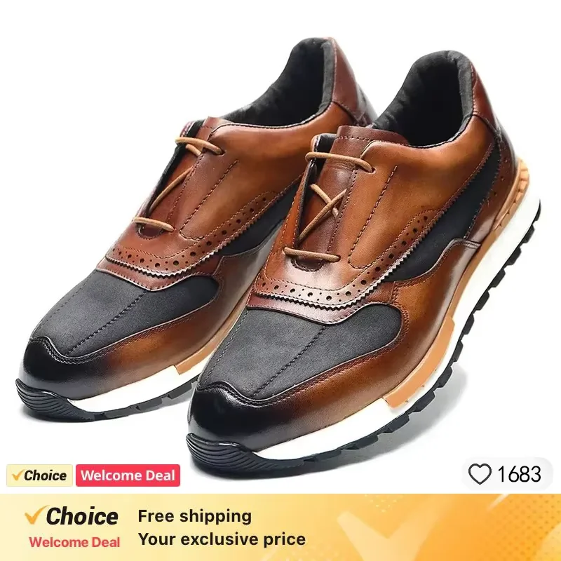 

Fashionable luxury men's casual shoes brown suede men's formal shoes outdoor lace up sports shoes wedding business leather shoes