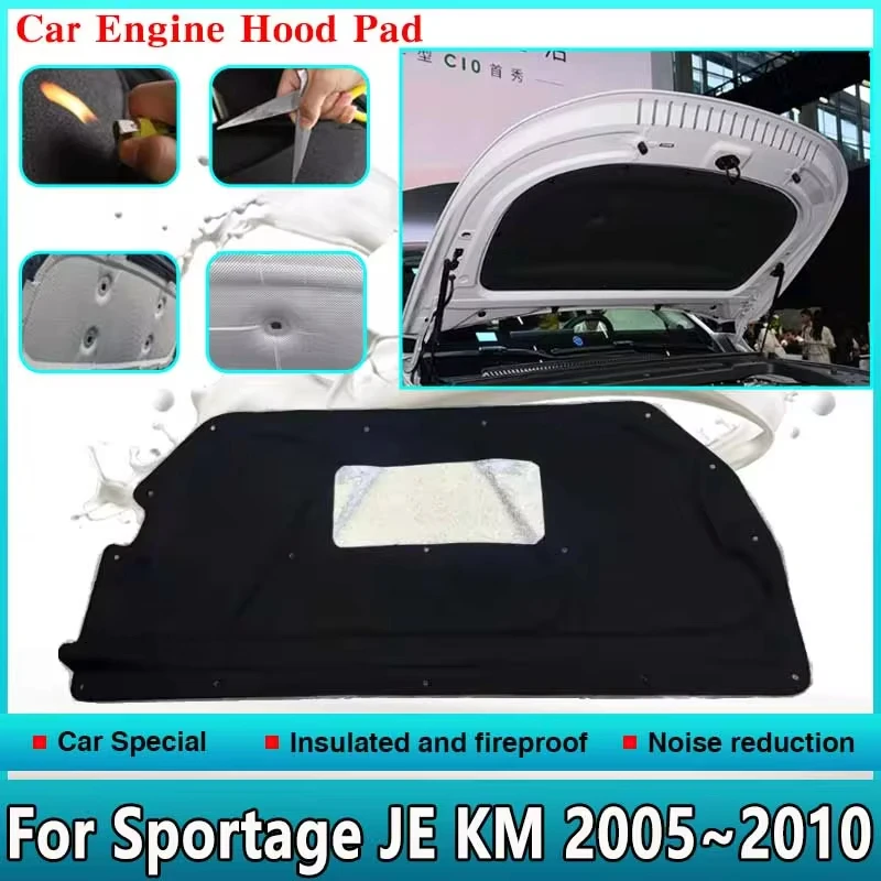 Car Front Hood Engine Sound Heat Pads For Kia Sportage 2005~2010 JE KM Firewall Soundproof Insulation Cotton Cover Accessories