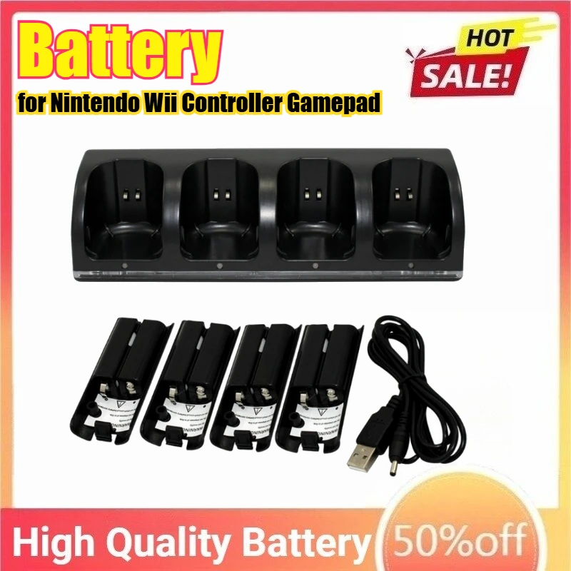 

2800mAh Rechargeable Battery Remote Charger Dock Station Cradle for Nintendo Wii Controller Gamepad Battery Charger