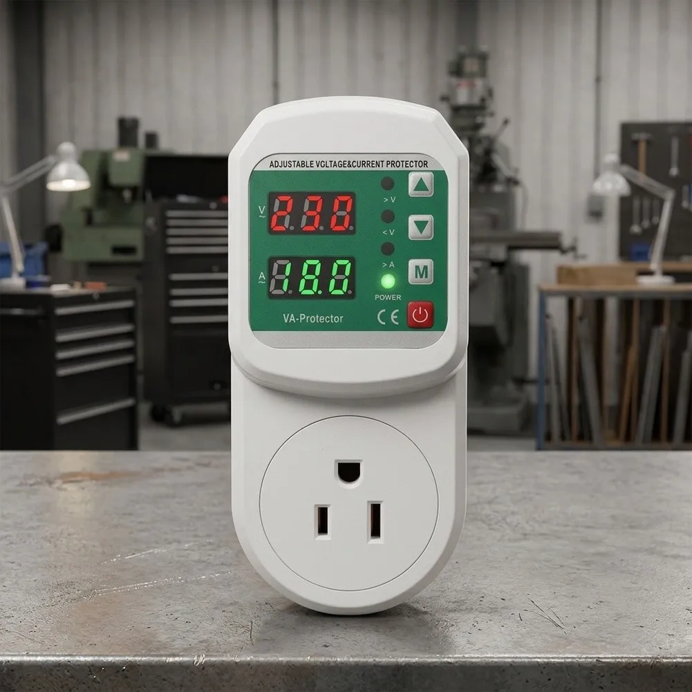 16A Over Under Voltage Protection Socket 230V AC with Adjustable Voltage Range and Recovery for Refrigerator and Motor Use