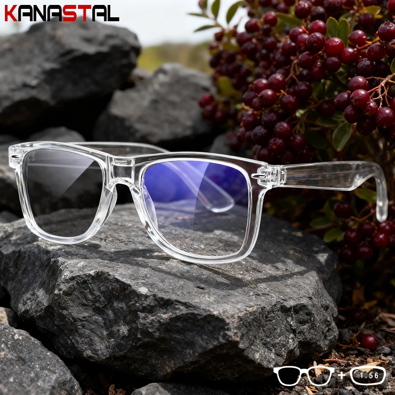 Gafas fotocromáticas para mujer, lentes de bloqueo de luz azul, gafas graduadas para miopía, gafas antifatiga para PC, montura de gafas