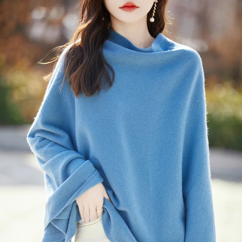 100% Australian wool women\'s new shawl solid color knitted fashionable casual women\'s pullover wool shawl spring/summer style