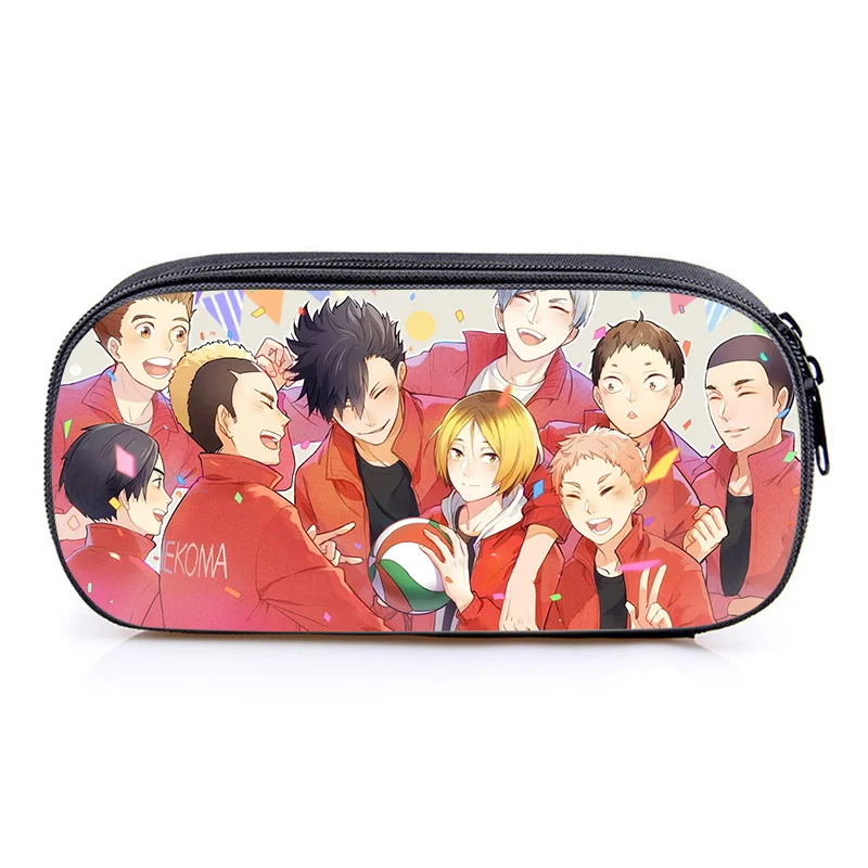 Haikyuu Pencil Case Anime Karasuno Nekoma Student Pen Bag Cartoon Stationery Storage Pouch School Office Supplies Accessories