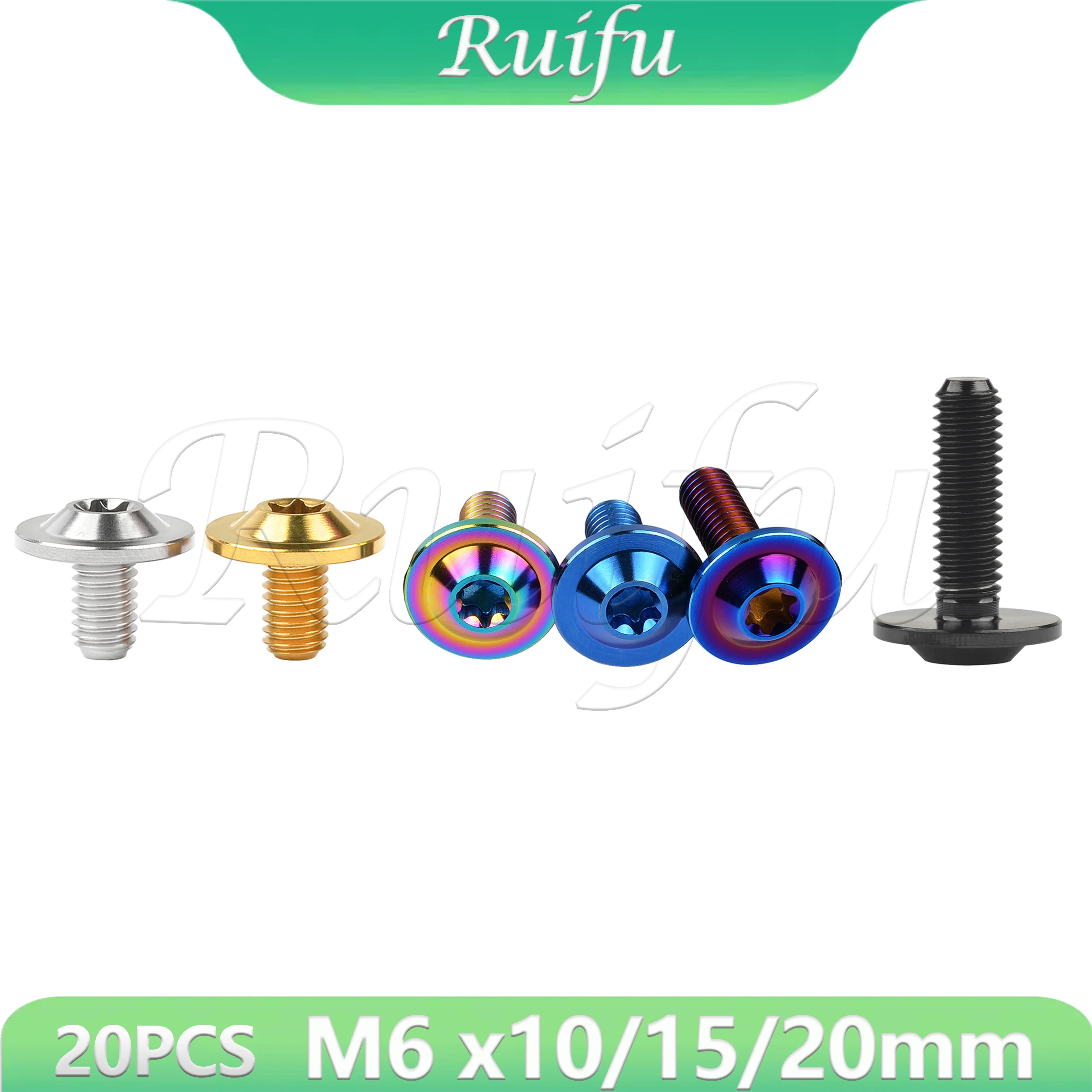 

Титановый болт Ruifu, 20 шт. M6X10 15 20 мм T30, винт с головкой Torx для крепления мотоцикла