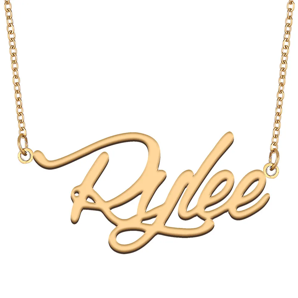 Rylee Name Necklace for Women Stainless steel Jewelry Gold Color Nameplate Pendant Collares Para Mujer Letters Choker