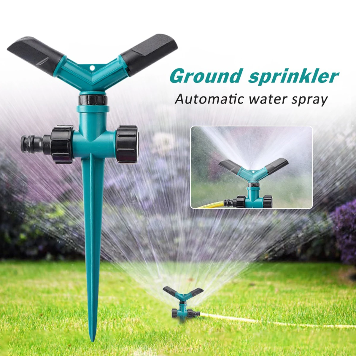 

Two Arm Ground Mounted Sprinkler Automatic Rotating Sprinkler Lawn Garden Vegetable Garden Sprinkler Yard Lawn Watering