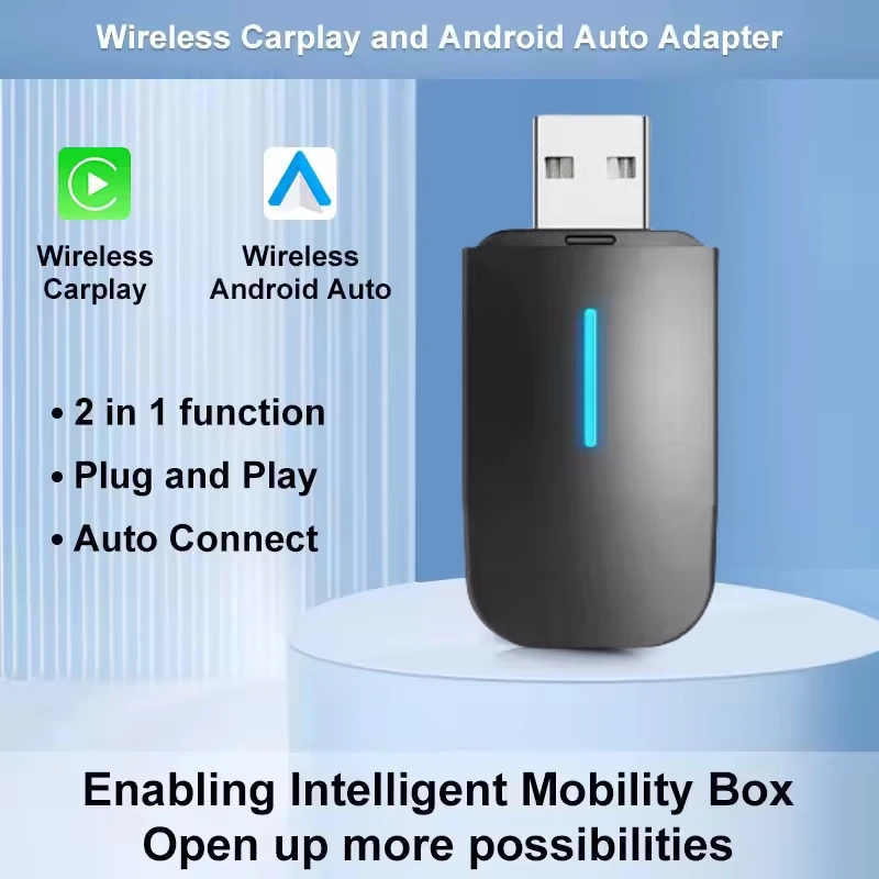 ANYFAR Dual Interface Wireless CarPlay Android Auto Wireless USB TYPE-C Adapter Smart Mini Box Plug Fast Connect Universal view 3