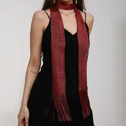 Fashion Nightclub Gold Silver Bright Silk Sunscreen Shawl Shiny Necklace For Women Lace Tassel Party Evening Dress Scarf