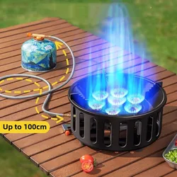7-Core Camping Stove High-Power Strong Fire Portable Tourist Gas Burner Windproof Electronic Ignition Camping Equipment