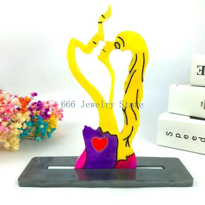 F2TD Resin Mold Ornament Epoxy Resin DIY Table Decorations Romantic Resin Desktop Pendant Birthday Couple Gift