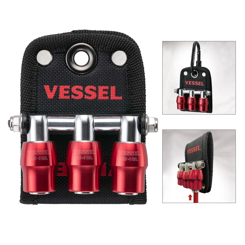 VESSEL Bit Holder Set with 3 Row Holder Quick Catcher / Socket Holder / Key Holder Drill Adapter QB-10B3K|QB-10B3R|QB-10B3B