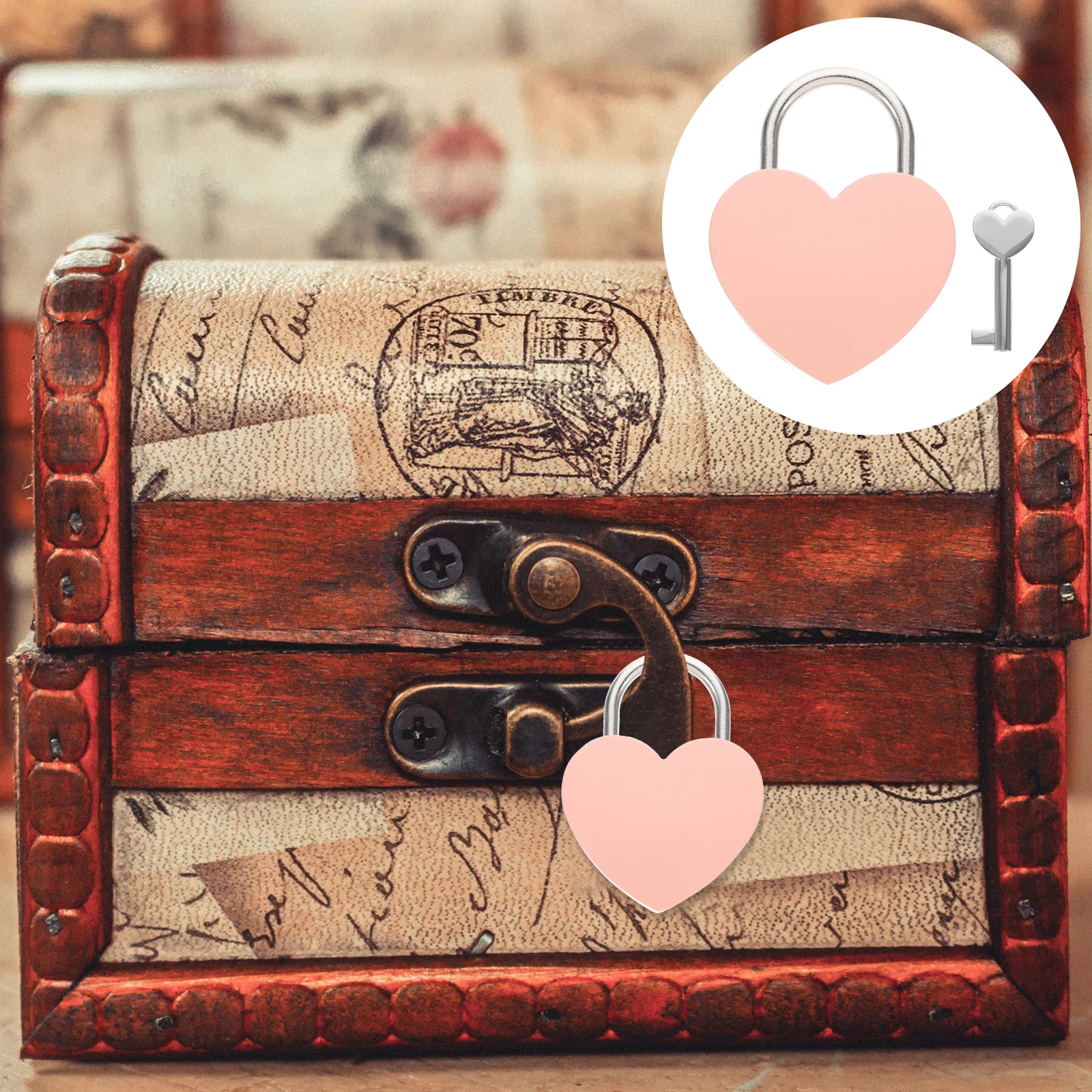

1pc Heart Shaped Lock Pink Small Size for Suitcase Luggage Travel Bags Padlock with Key Lovely Design Heart Locks for Luggage