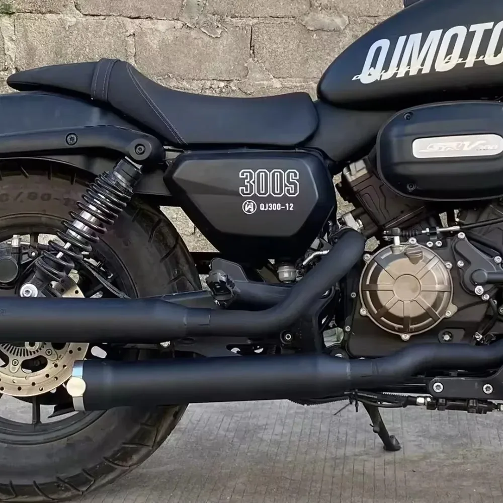 For QJMOTOR SRV300 SRV350 Flash 300S 350S Retro Cobra Exhaust Pipe Muffler Full System with Removable DB Killer Noise Reducer