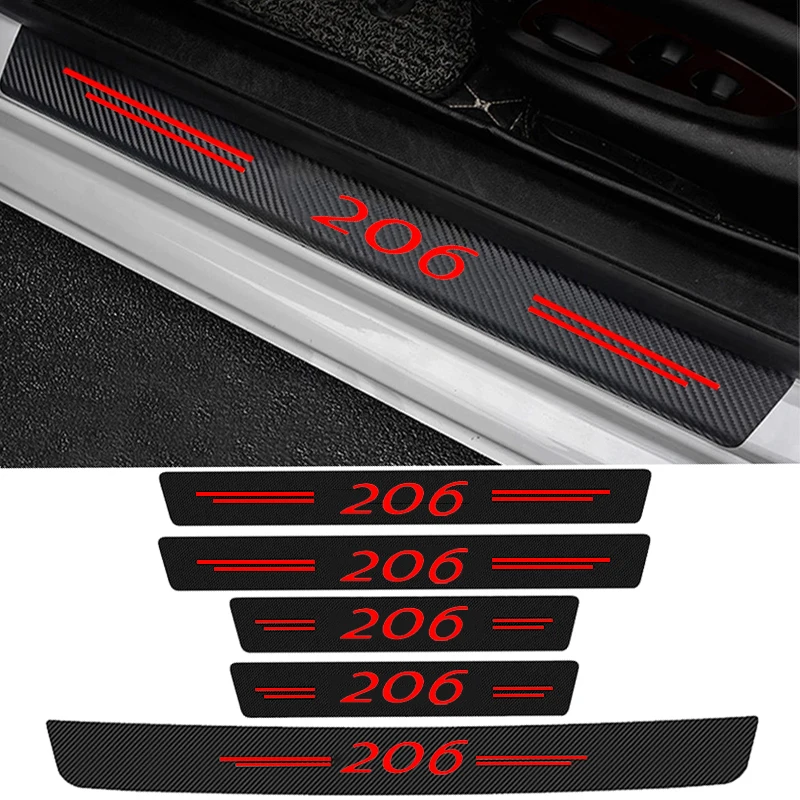 Car Door Threshold Film for Peugeot 206 Styling Strip Entry Pedal Interiors Decoration Sill Kick Plate Waterproofing Accessories