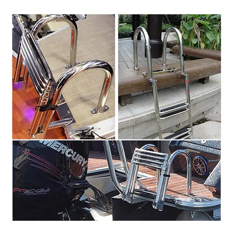 88444 خطوة مركبة بحرية سلم قابل للطي 316 الفولاذ المقاوم للصدأ تصغير يخت السباحة منصة ملحق سميكة Bo