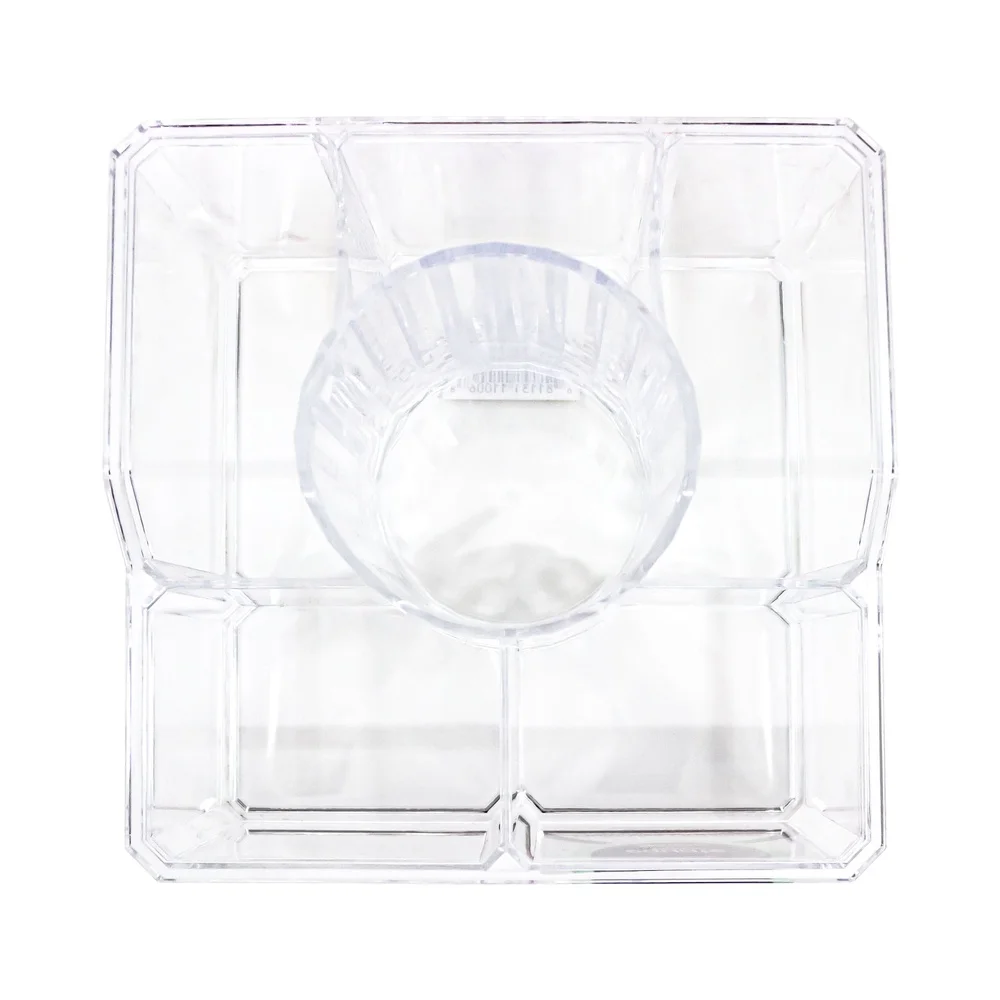 منظم تخزين مستحضرات التجميل الشفاف مكون من 6 حجرات منظم مكياج متعدد الأغراض للحمام والمنزل والمكتب سهل الوصول من البلاستيك المتين