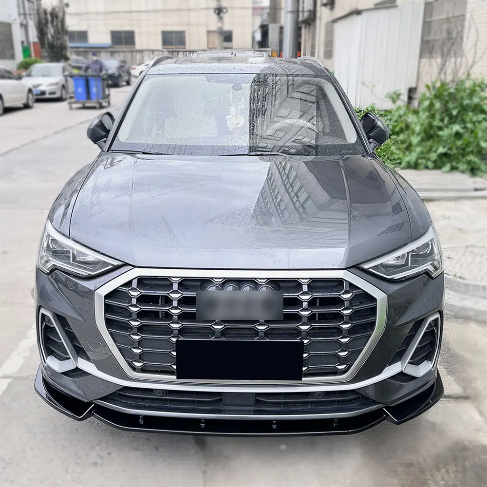 For Audi Q3 F3 Sline Front Bumper Lip Splitter Body Kit PP Spoiler Lip Guard Diffuser Exterior Accessories 2019 2020 2021 2022