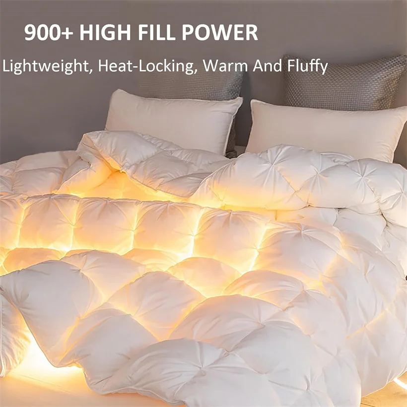 Winter White Goose Dwon Duvet 3D Quilted Luxury Comforter Super Soft Fluffy Five-Star Hotel Style Cotton Shell Quilt All Seasons