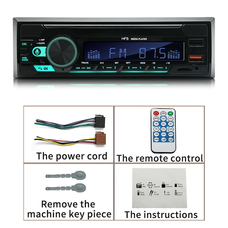 1Set 4Channel 45W Car Radio Car Bluetooth MP3 Player With Multi-Color Function For Car