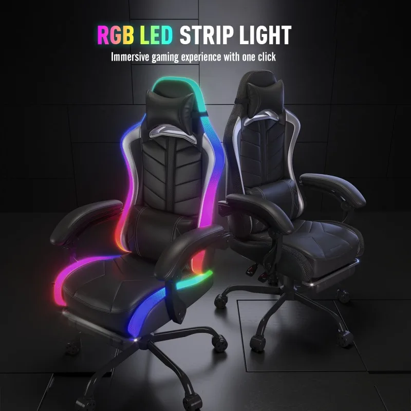 GTW500 Lumina Elite LED & Bluetooth Speaker Gaming Chair, Black