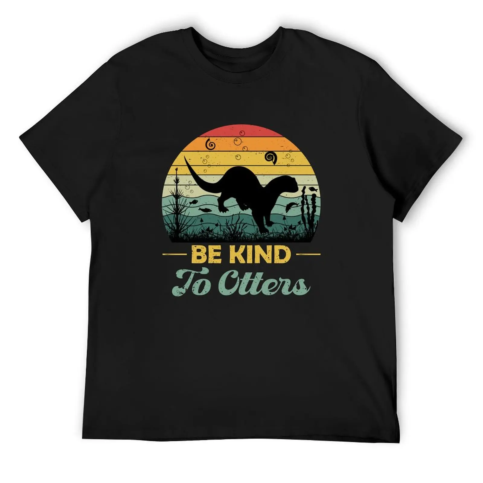 

Be Kind To Otters Retro T-Shirt summer clothes tshirts personalised blanks customs design your own Men's t-shirts