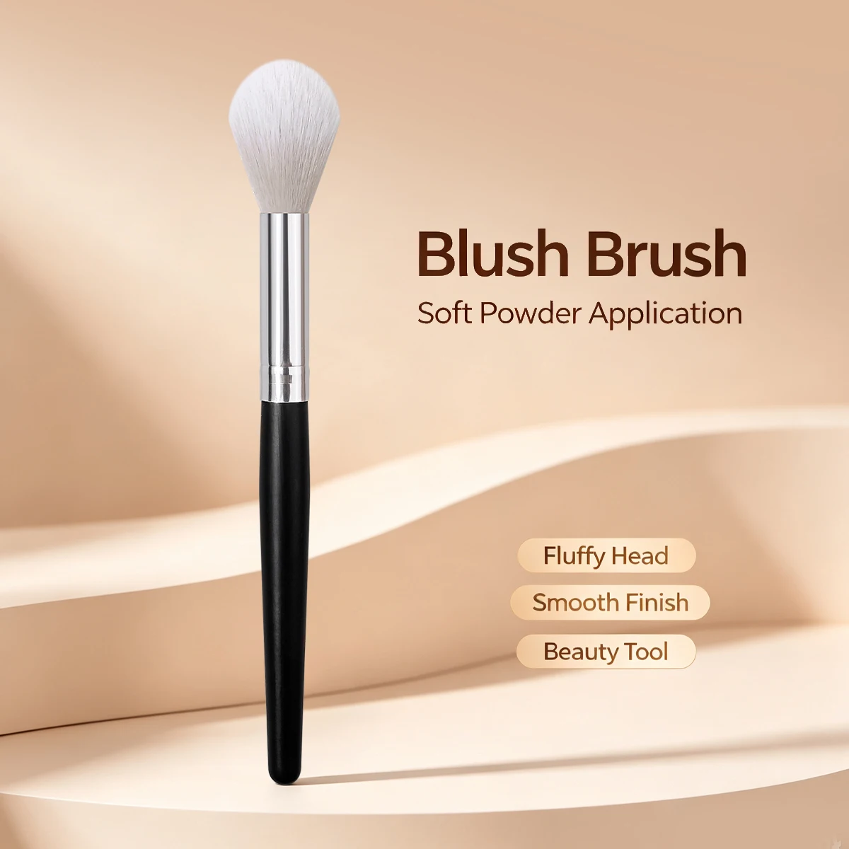 Professional Fluffy Blush Brush, Soft Makeup Brush for Blush Bronzer Highlighter, Seamless Powder Blending Face Cosmetic Tool