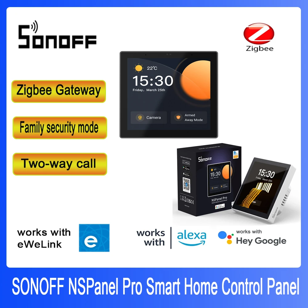 SONOFF-NSPanle Pro 스마트 홈 제어판 Zigbee 게이트웨이, 홈세큐리티, Aspower 소비 통계 전화 인터콤