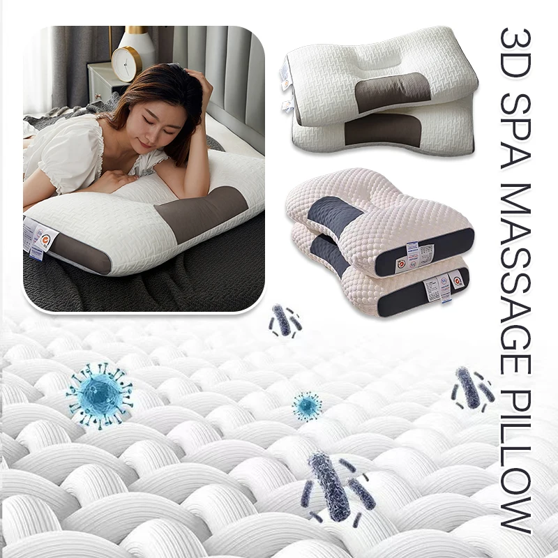 

Upgrade Comfort 3D Massage Pillow Neck Brace Partition To Help Sleep SPA Antibacterial Anti-Mite Healthy Pillow Bedding Washable