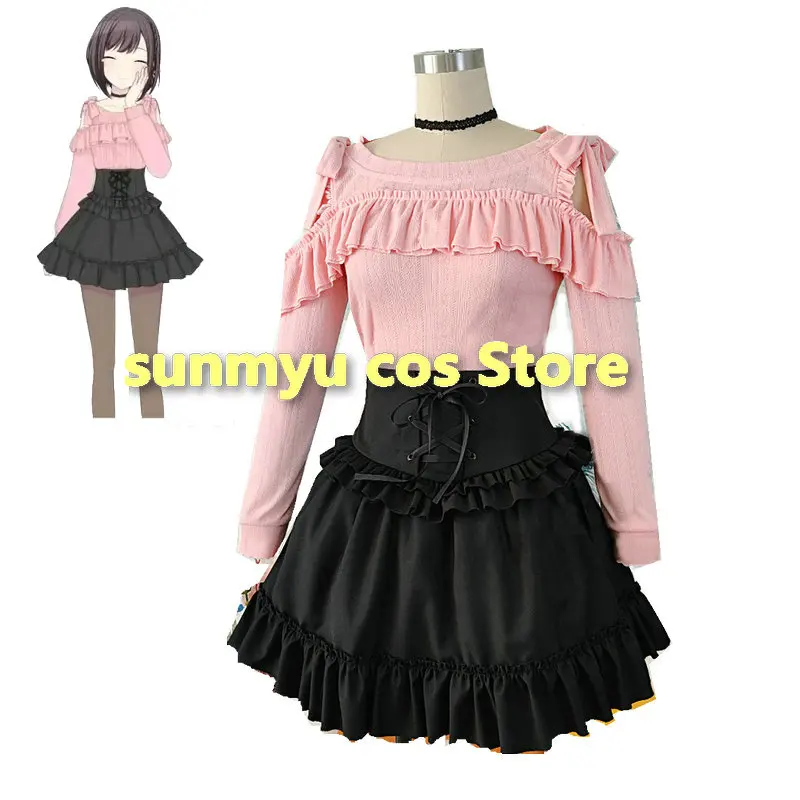

Project Sekai Colorful Stage! feat. Shinonome Ena Cosplay Costume Pink Tops Black skirt