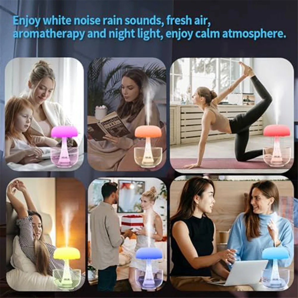 Wolk Regen Luchtbevochtiger Water Druppelen, Wolkenregen Aromatherapie Etherische Olie Diffuser Met 7 Kleuren Led Licht Voor Thuiskantoor