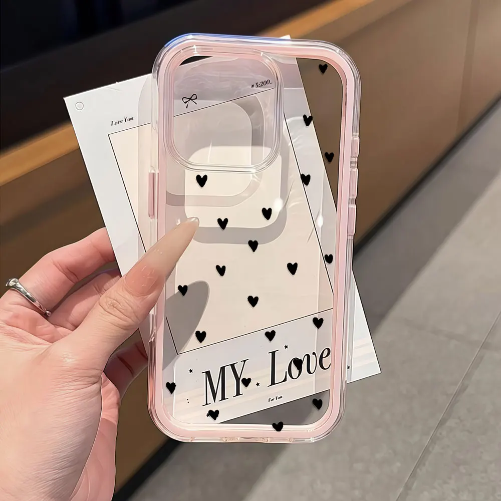 Coque de téléphone vintage avec motif cœur intemporel pour iPhone 16 14 15 Plus 12 13 11 17 Pro Max Air X XR XS, transparente et souple