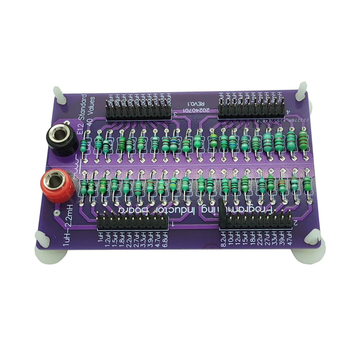 ABKM 1uH to 2.2mH E12 Standard 40 Values Programmable Inductor Board with 4mm Banana Sockets Inductance Substitution Box