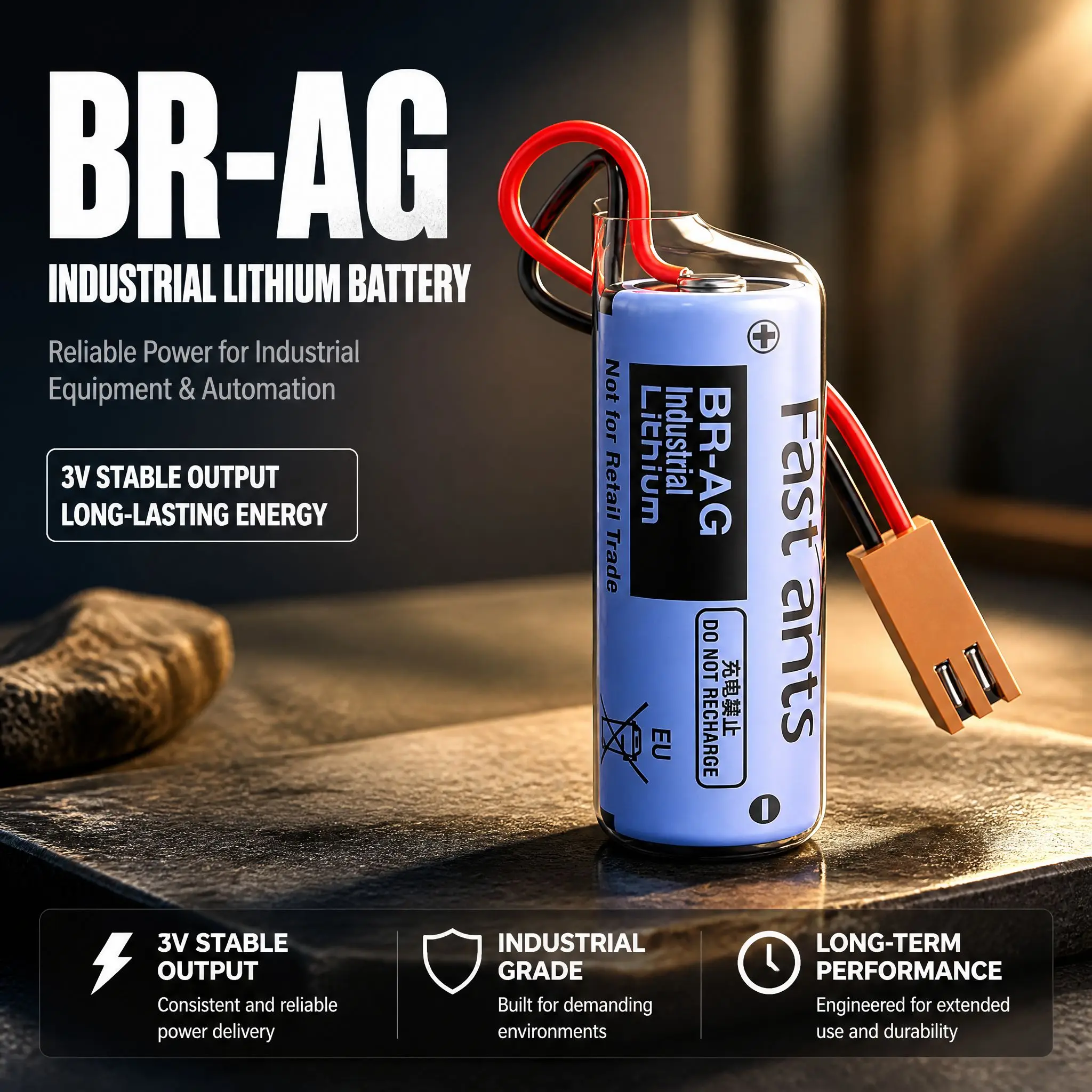 Original BR-AG 3V 2200mAh Lithium Battery BR 2/3AG 17335 High Capacity Industrial Battery for CNC Machine PLC Backup