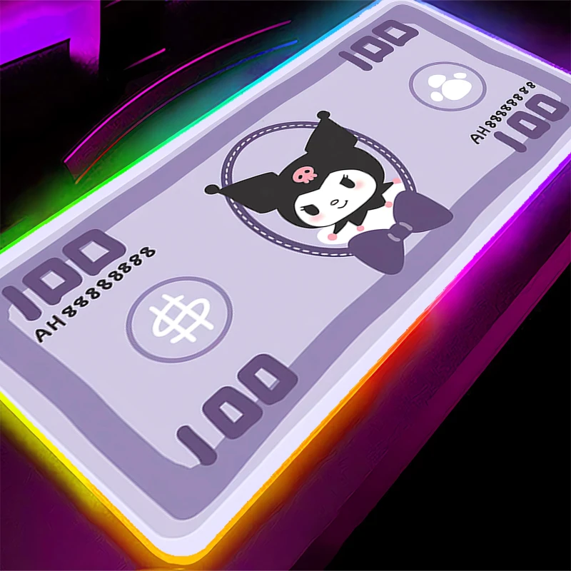 Rgb mouse pad s-sanrio mini pc kawaii computador tipo velocidade tapete para e-sports players teclado portátil led mousepad tapete de mesa