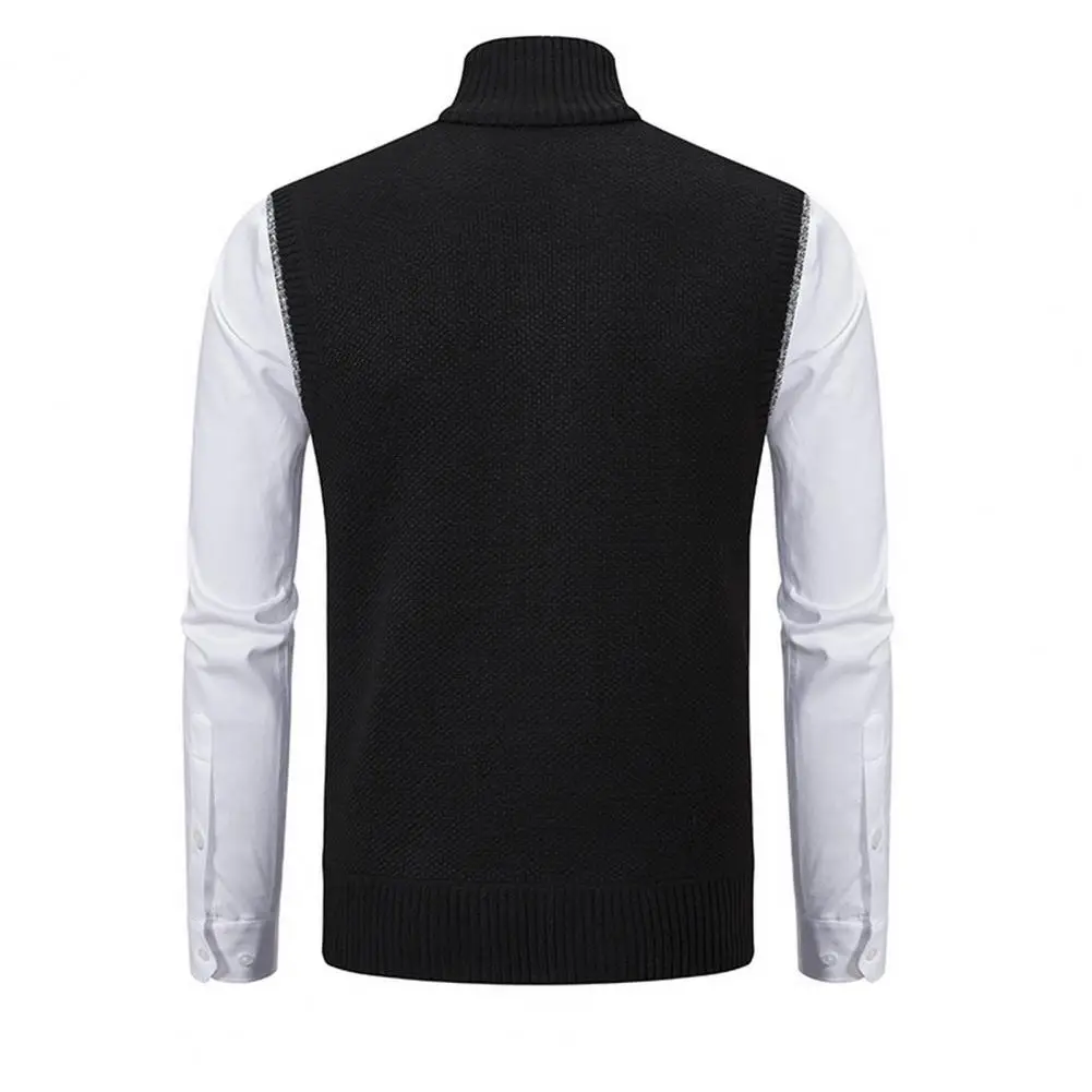 Fashionable Men Sweater Vest Stylish Men's Knitted Zipper Sweater Vest Stand Collar Sleeveless Cardigan for Work Casual for Men