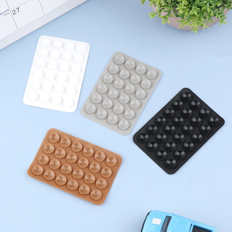 

5pcs Rectangular 24 Sucker Silicone Suction Pad For Phone Power Bank Suction Cup Back Adhesive Rubber Fixation Mat Solid Color