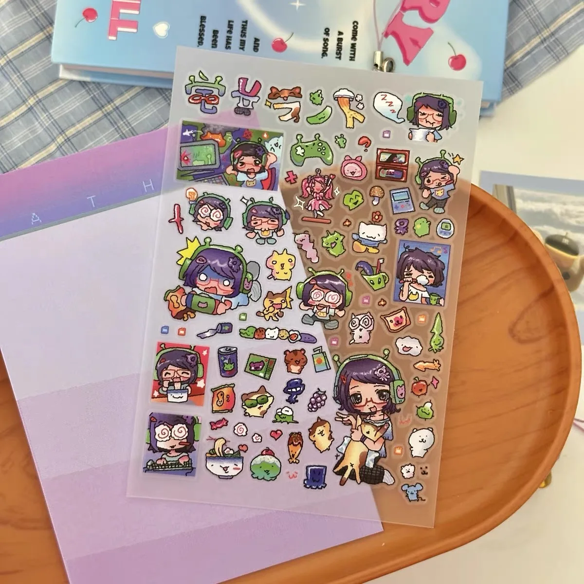 

2025 новый дизайн мультфильм супер милые фиолетовые волосы девушка студентка декоративные наклейки