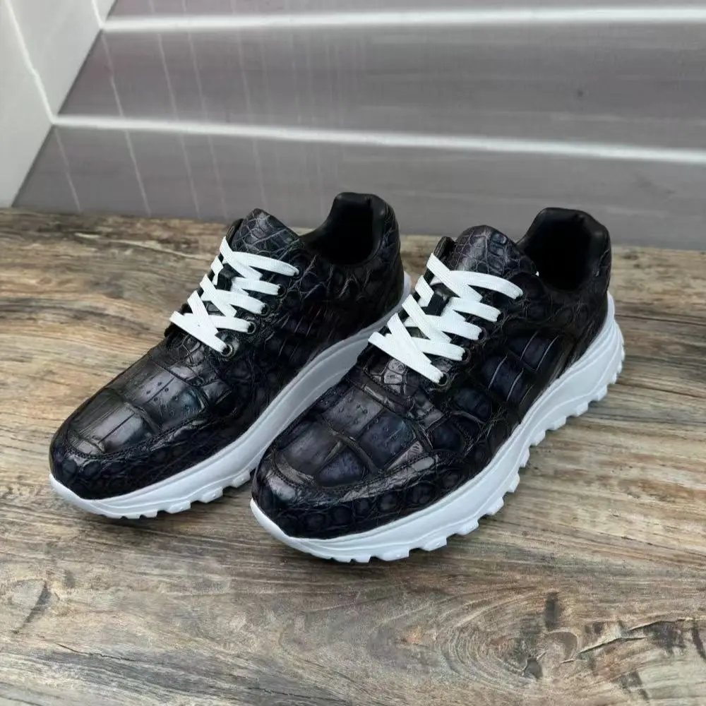 

2025 new arrival Crocodile Skin causal shoes men,male Genuine leather sneakers PDD610
