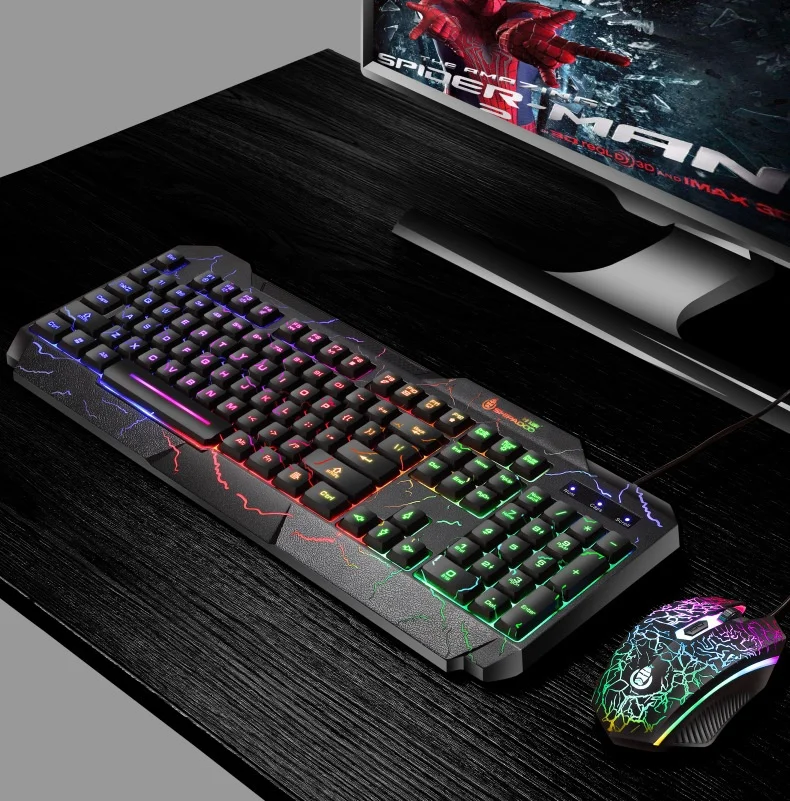 

Eighteen Crossing D620 Wired Keyboard Mouse combin Gaming Keyboard And Mouse Set Rgb Luminous Crack Esports Usb Computer Office