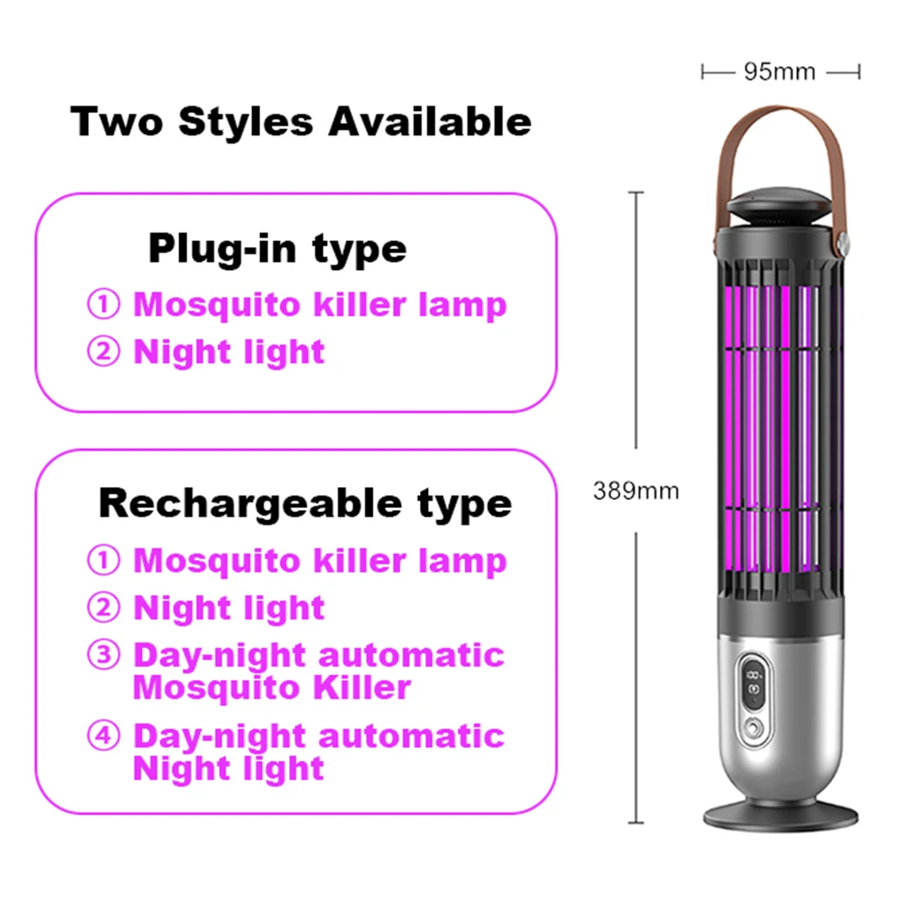 Mosquito Killers Lamp UV Lamp-Traps Type-C Night Electric Insects Zapper Lamp Mosquito Lure Light for Bedroom Outdoor Camping