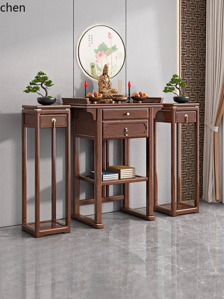 solid wood central hall offering table incense case household Buddhist platform walnut God of Wealth table