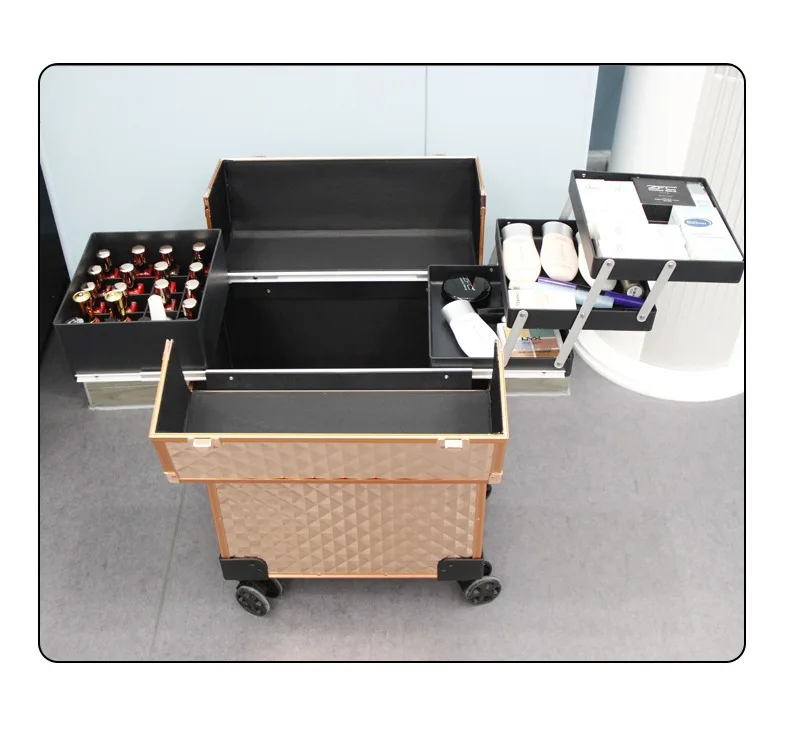 

Rolling Cosmetic Travel Bag with Drawer and Locks, Cosmetic Trolley, Makeup Case, Large Storage, Hard Shell, 37*23.5*49cm