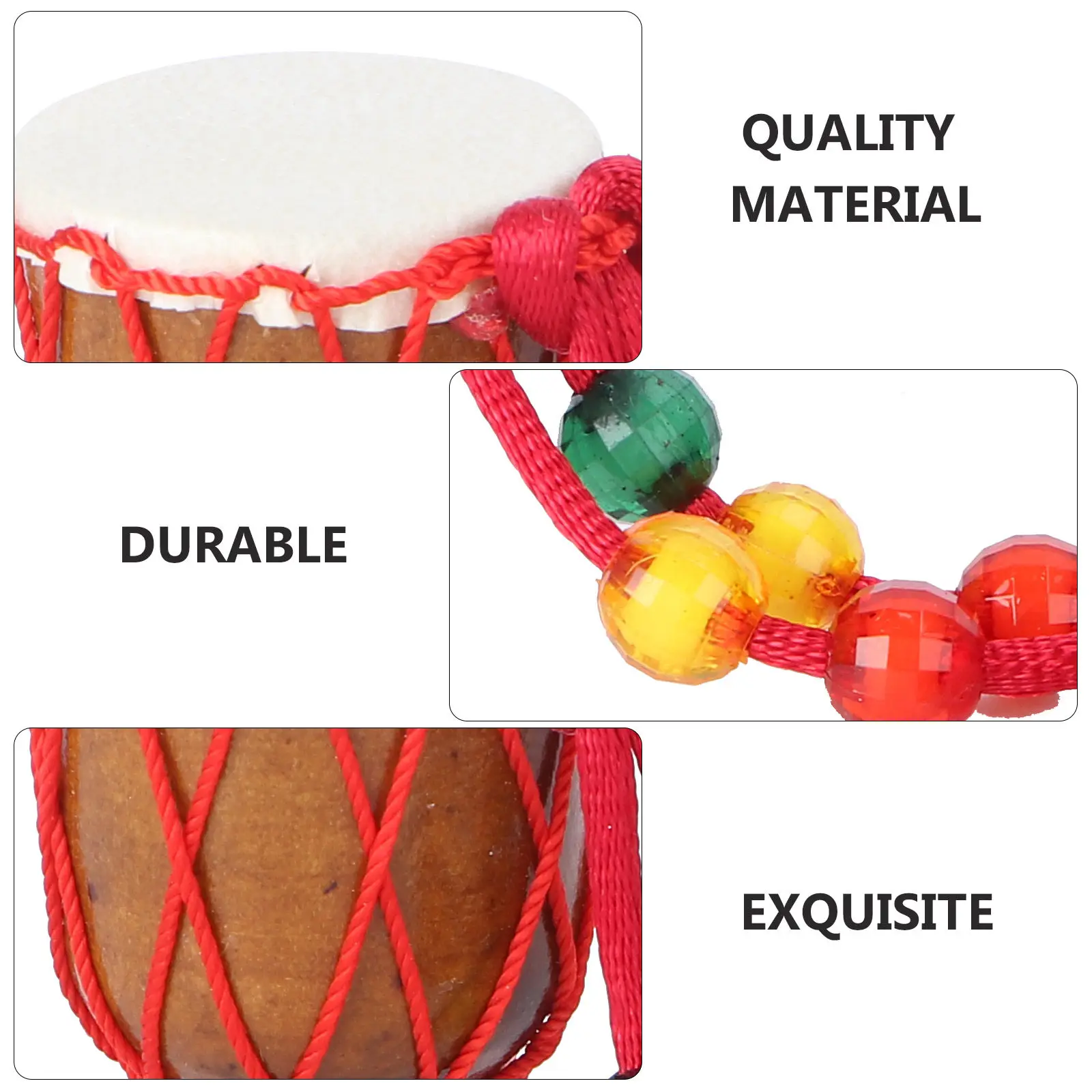 Handcrafted Wooden Mini African Drum Solid Wood Djembe with Metal Rings Tuning Loops Music Gift Home Decoration