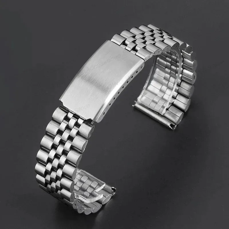 Universal Watch Strap 12mm 14mm 16mm 18mm 20mm 22mm Stainless Steel Watch Band Men Women Bracelet Folding Buckle Loop Wristbelts