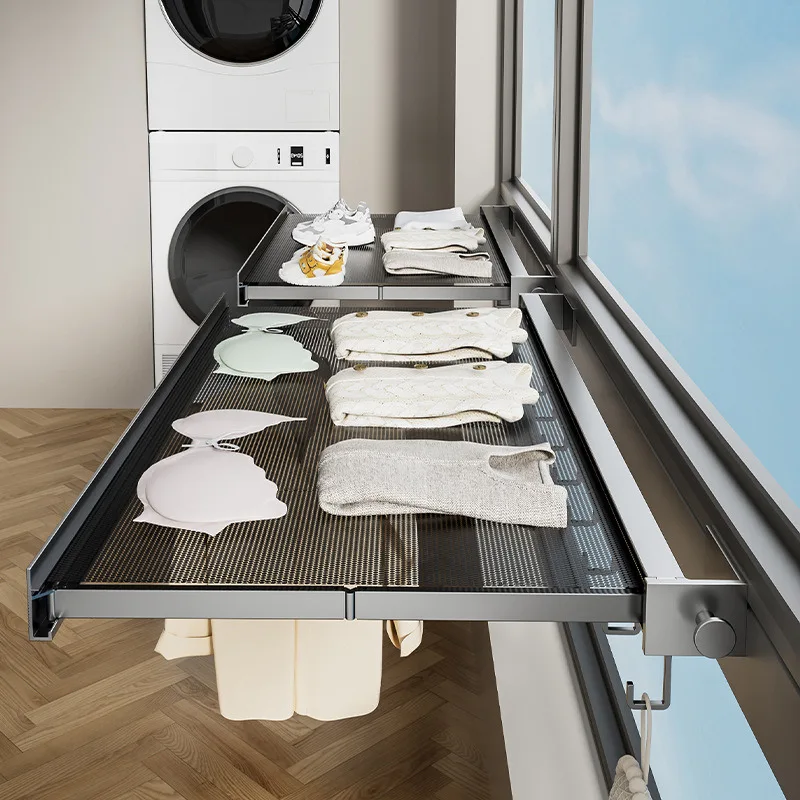 

Aluminum folding clothes hanger, extendable, no punching, and balcony sock drying shoe rack