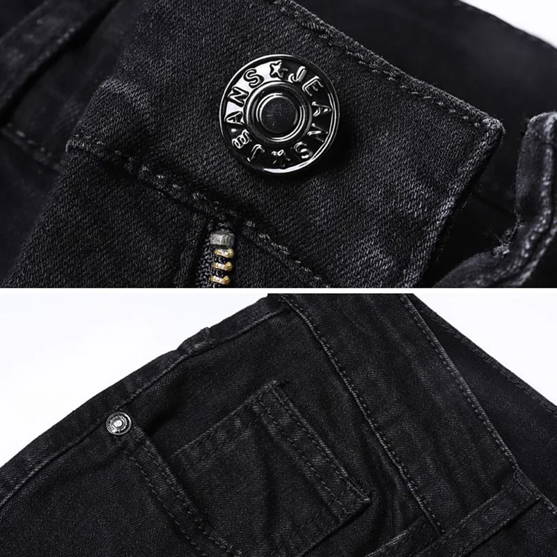 جينز كلاسيكي جديد للرجال لعام 2025 سروال دينم مناسب للأعمال ملابس يومية بأرجل مستقيمة أسود ورمادي بلون واحد