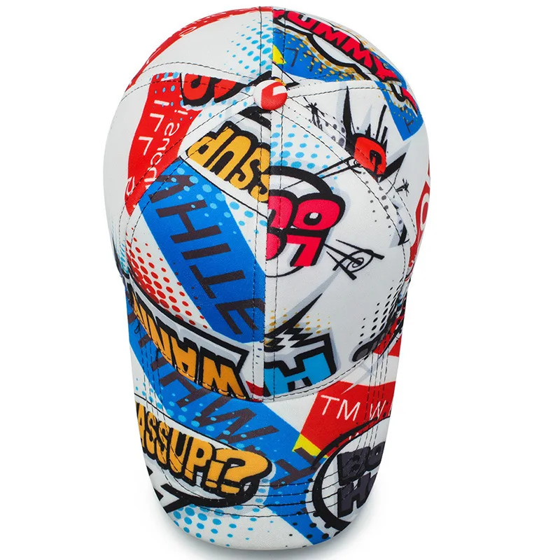Korean version of the graffiti personality baseball hat tide men and women casual wild black shade curved eaves cap sun hat