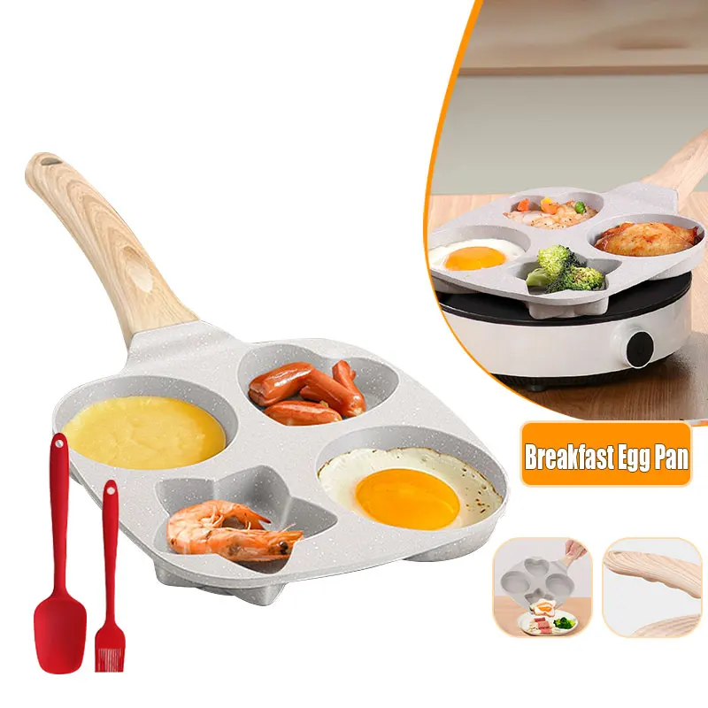 4-Cup Nonstick Omelette Pan Egg Cooker Pan Heart Star Shape Breakfast Pancake Egg Frying Mold Kitchen Cooking Egg Ham Skillet