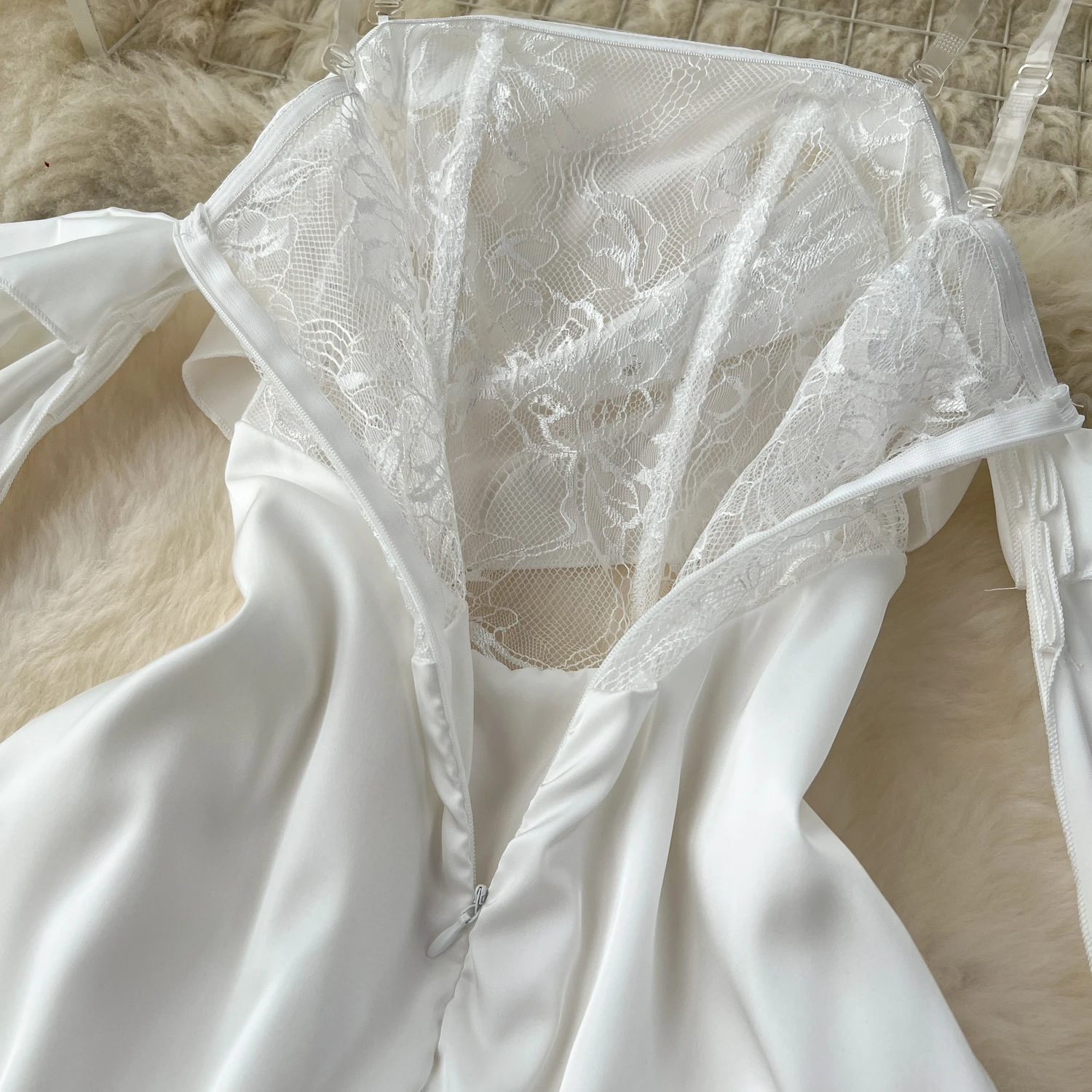 Lady Satin Silky Wedding Bride Long Dress White Festivel Birthday Dinner Banquets Party Dresses Women Honeymoon Tropical Dresses