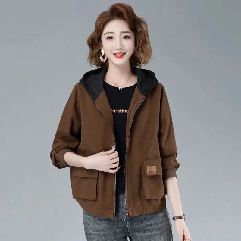 (Có Lớp Lót) nữ Cotton Áo Khoác Hoodie Nữ Mùa Xuân Và Thu 2022 Tất Cả Các Trận Đấu Mỏng Rộng Áo Khoác Áo Khoác Nữ Áo Khoác Ngoài